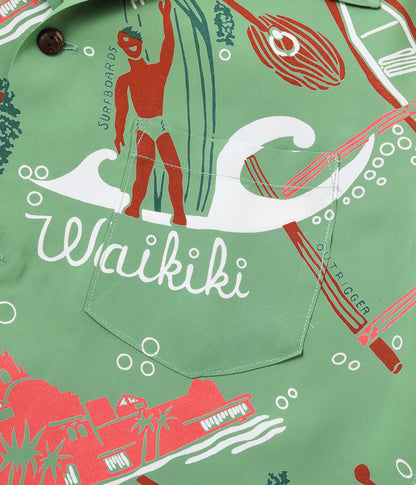 SS39741 / SUN SURF KEONI OF HAWAII HAWAIIAN SHIRT “WAIKIKI SAND” by JOHN MEIGS