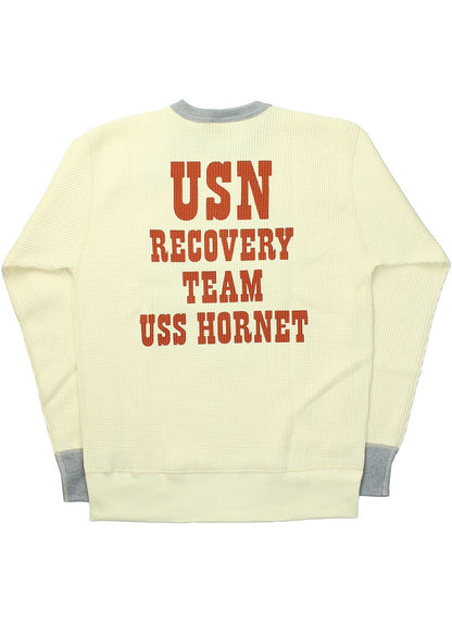 TMC2454 / TOYS McCOY BIG WAFFLE CREW NECK SHIRT "SNOOPY ASTRONAUT RECOVERY TEAM"