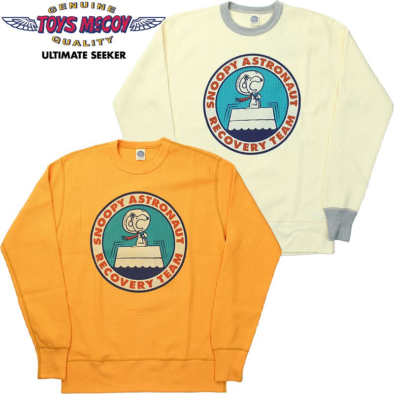 TMC2454 / TOYS McCOY BIG WAFFLE CREW NECK SHIRT "SNOOPY ASTRONAUT RECOVERY TEAM"