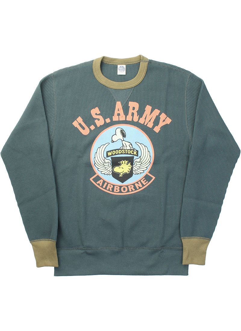 TMC2455 / TOYS McCOY BIG WAFFLE CREW NECK SHIRT "SNOOPY U.S.ARMY AIRBORNE"