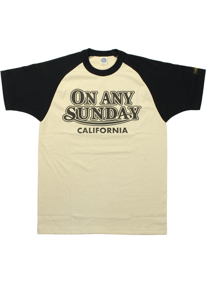 TMC2511 / TOYS McCOY ON ANY SUNDAY RAGLAN TEE " ON ANY SUNDAY CALIF. "