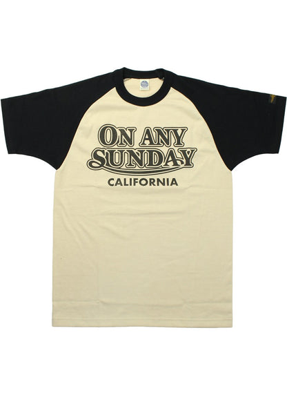 TMC2511 / TOYS McCOY ON ANY SUNDAY RAGLAN TEE " ON ANY SUNDAY CALIF. "