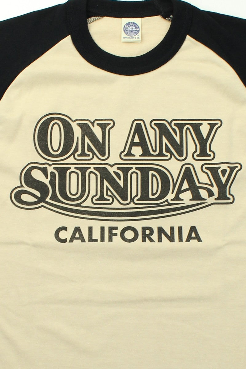 TMC2511 / TOYS McCOY ON ANY SUNDAY RAGLAN TEE " ON ANY SUNDAY CALIF. "