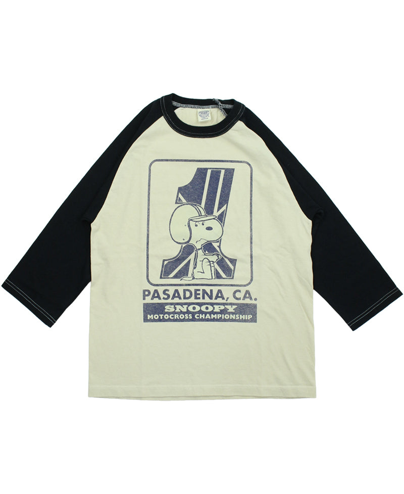 TMC2631 / TOYS McCOY PEANUTS CROPPED RAGLAN TEE　SNOOPY " MOTOCROSS CHAMPIONSHIP "
