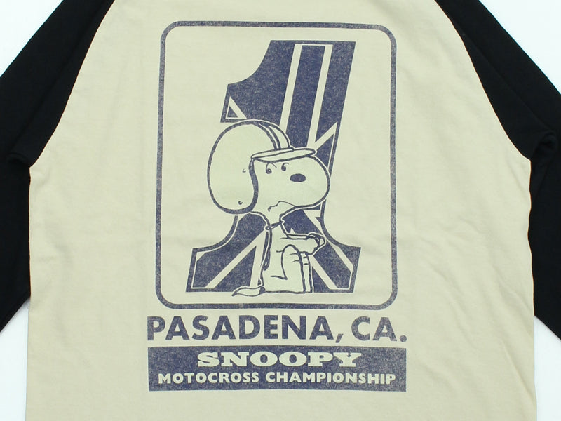 TMC2631 / TOYS McCOY PEANUTS CROPPED RAGLAN TEE　SNOOPY " MOTOCROSS CHAMPIONSHIP "