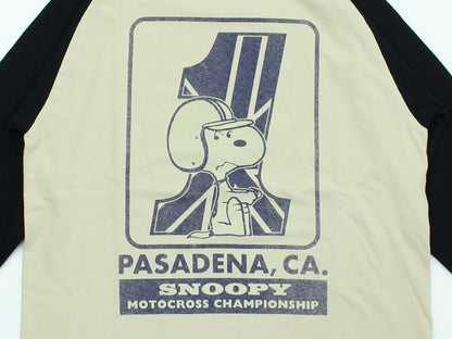 TMC2631 / TOYS McCOY PEANUTS CROPPED RAGLAN TEE　SNOOPY " MOTOCROSS CHAMPIONSHIP "