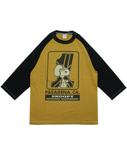 TMC2631 / TOYS McCOY PEANUTS CROPPED RAGLAN TEE　SNOOPY " MOTOCROSS CHAMPIONSHIP "