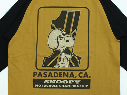 TMC2631 / TOYS McCOY PEANUTS CROPPED RAGLAN TEE　SNOOPY " MOTOCROSS CHAMPIONSHIP "