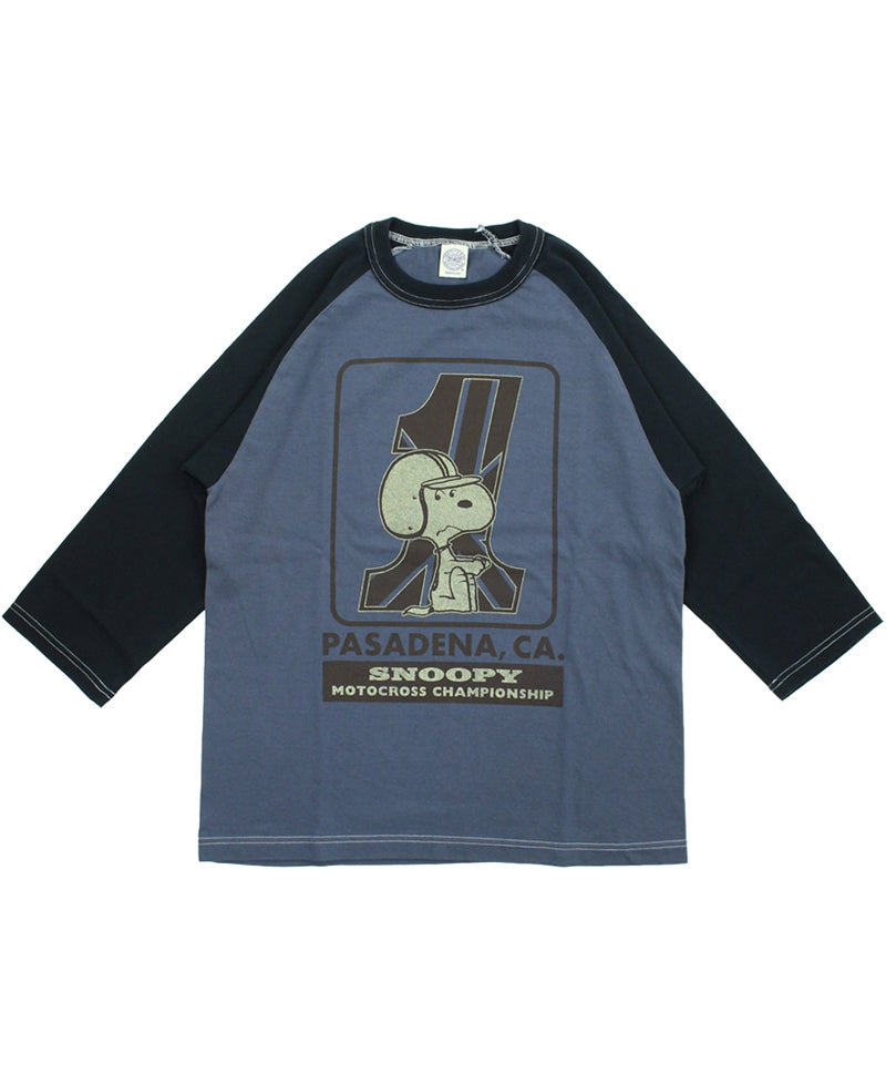 TMC2631 / TOYS McCOY PEANUTS CROPPED RAGLAN TEE　SNOOPY " MOTOCROSS CHAMPIONSHIP "