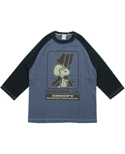 TMC2631 / TOYS McCOY PEANUTS CROPPED RAGLAN TEE　SNOOPY " MOTOCROSS CHAMPIONSHIP "