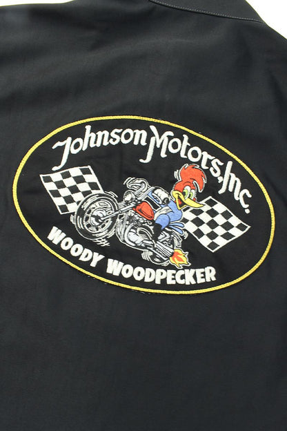 TMJ2402 / TOYS McCOY BECK NYLON/COTTON RACING JACKET JOHNSON MOTORS " WOODY WOODPECKER "