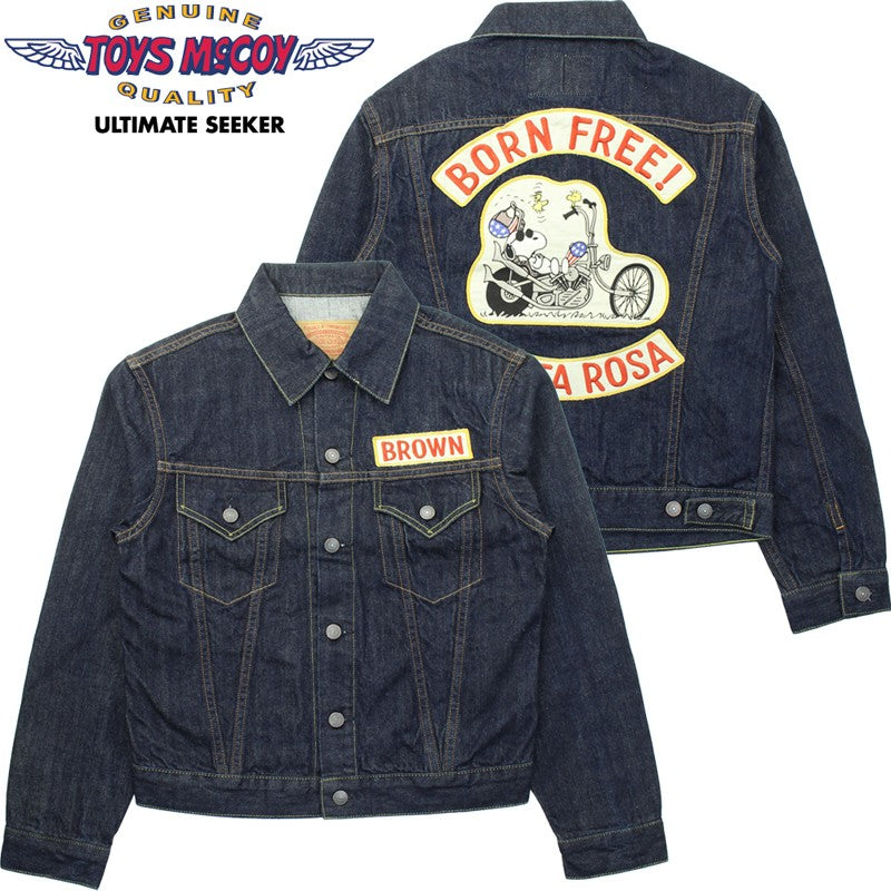 TMJ2503 / TOYS McCOY DENIM JACKET LOT 687XX SNOOPY " BORN FREE! SANTA ROSA "