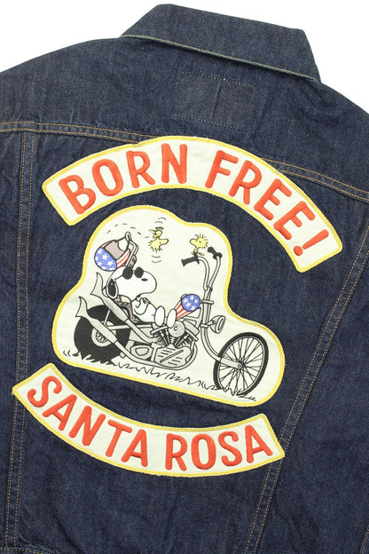 TMJ2503 / TOYS McCOY DENIM JACKET LOT 687XX SNOOPY " BORN FREE! SANTA ROSA "