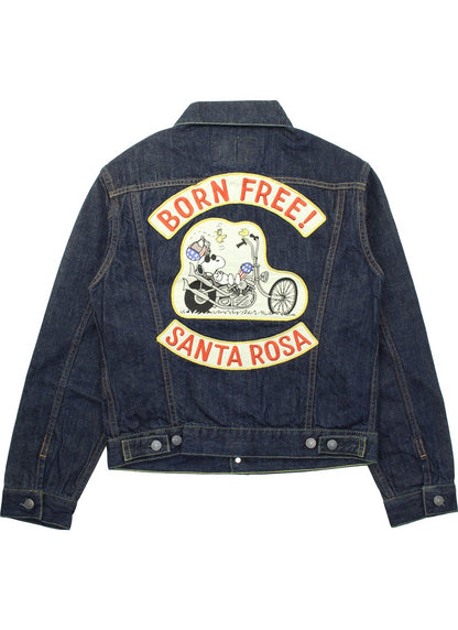 TMJ2503 / TOYS McCOY DENIM JACKET LOT 687XX SNOOPY " BORN FREE! SANTA ROSA "