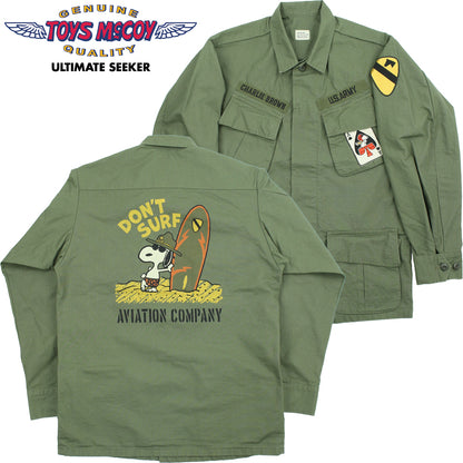 TMJ2605 / TOYS McCOY JUNGLE FATIGUE JACKET RIP STOP SNOOPY " CHARLIE DON'T SURF "