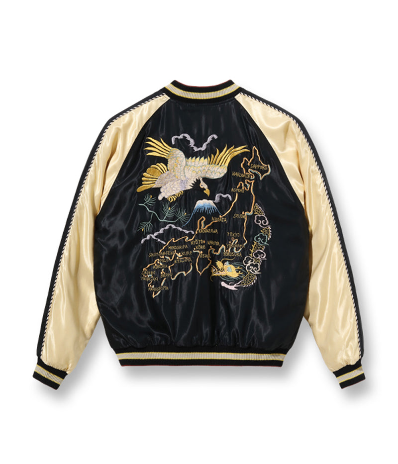 TT15390-119 / TAILOR TOYO Early 1950s Style Acetate Souvenir Jacket “JAPAN  MAP” × “EAGLE & DRAGON”