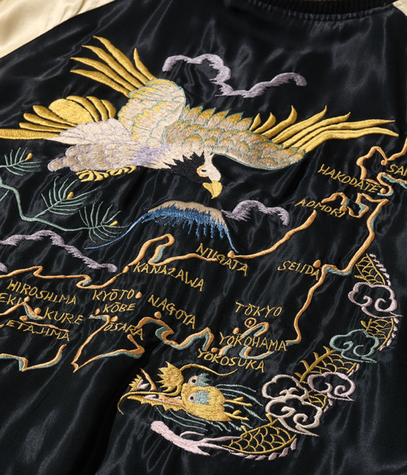 TT15390-119 / TAILOR TOYO Early 1950s Style Acetate Souvenir Jacket “JAPAN MAP” × “EAGLE & DRAGON”