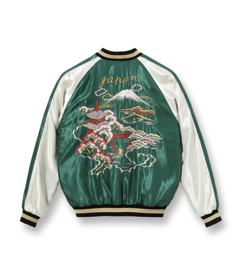 TT15390-219 / TAILOR TOYO Early 1950s Style Acetate Souvenir Jacket “WHITE DRAGON” × “LANDSCAPE”