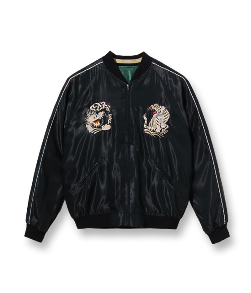 TT15390-219 / TAILOR TOYO Early 1950s Style Acetate Souvenir Jacket “WHITE DRAGON” × “LANDSCAPE”