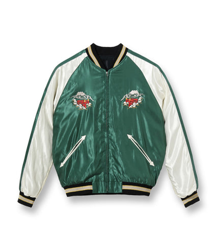 TT15390-219 / TAILOR TOYO Early 1950s Style Acetate Souvenir Jacket “WHITE DRAGON” × “LANDSCAPE”