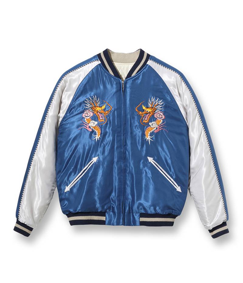 TT15391-125 / TAILOR TOYO Early 1950s Style Acetate Quilted Souvenir Jacket  “DUELLING DRAGONS” × “WHITE TIGER”
