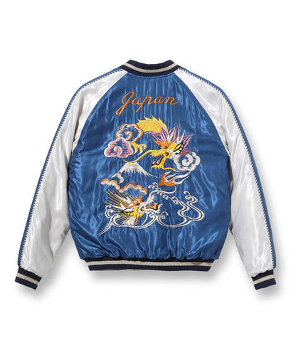 TT15391-125 / TAILOR TOYO Early 1950s Style Acetate Quilted Souvenir Jacket “DUELLING DRAGONS” × “WHITE TIGER”