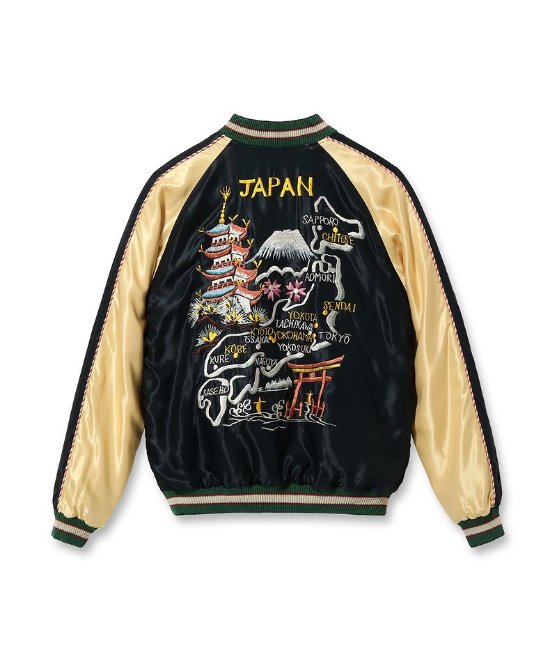 TT15542-119 / TAILOR TOYO Early 1950s Style Acetate Souvenir Jacket “JAPAN MAP” × “GOLD DRAGON”