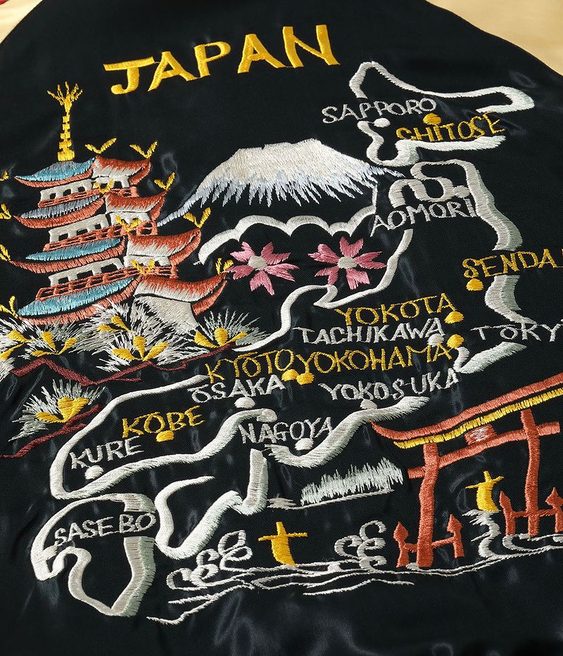 TT15542-119 / TAILOR TOYO Early 1950s Style Acetate Souvenir Jacket “JAPAN MAP” × “GOLD DRAGON”