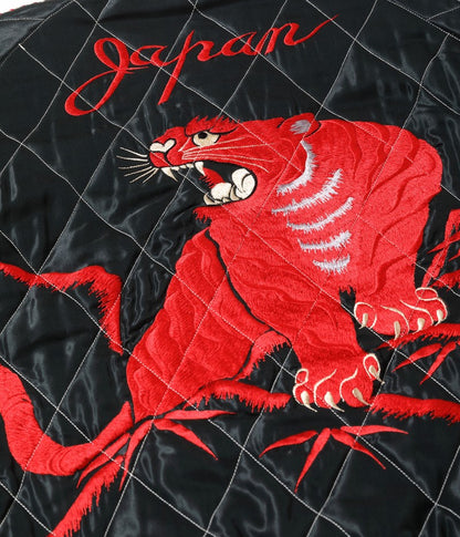 TT15543-119 TAILOR TOYO Mid 1950s Style Acetate Quilted Souvenir Jacket “RED TIGER” × “JAPAN MAP”