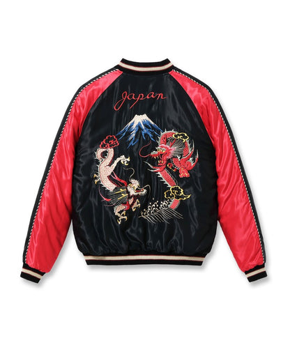 TT15543-190 TAILOR TOYO Mid 1950s Style Acetate Quilted Souvenir Jacket “LANDSCAPE” × “DUELLING DRAGONS”