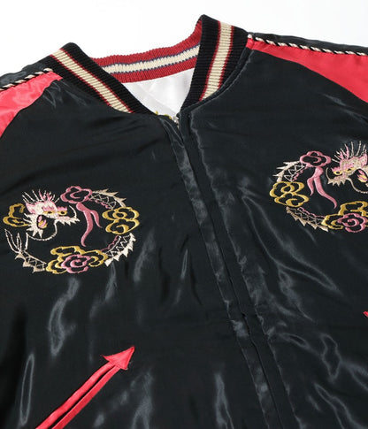 TT15543-190 TAILOR TOYO Mid 1950s Style Acetate Quilted Souvenir Jacket “LANDSCAPE” × “DUELLING DRAGONS”