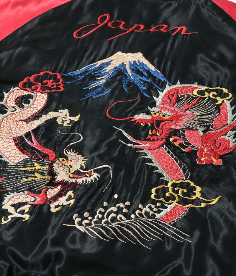 TT15543-190 TAILOR TOYO Mid 1950s Style Acetate Quilted Souvenir Jacket “LANDSCAPE” × “DUELLING DRAGONS”