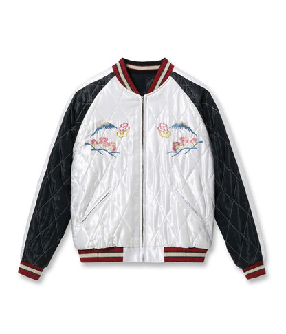 TT15543-190 TAILOR TOYO Mid 1950s Style Acetate Quilted Souvenir Jacket “LANDSCAPE” × “DUELLING DRAGONS”