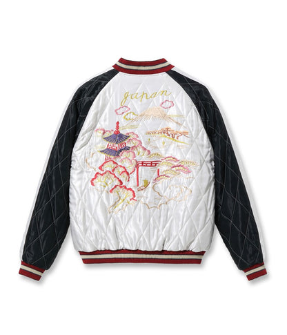 TT15543-190 TAILOR TOYO Mid 1950s Style Acetate Quilted Souvenir Jacket “LANDSCAPE” × “DUELLING DRAGONS”