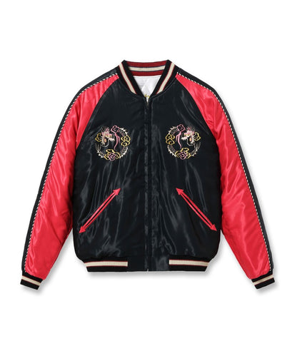 TT15543-190 TAILOR TOYO Mid 1950s Style Acetate Quilted Souvenir Jacket “LANDSCAPE” × “DUELLING DRAGONS”