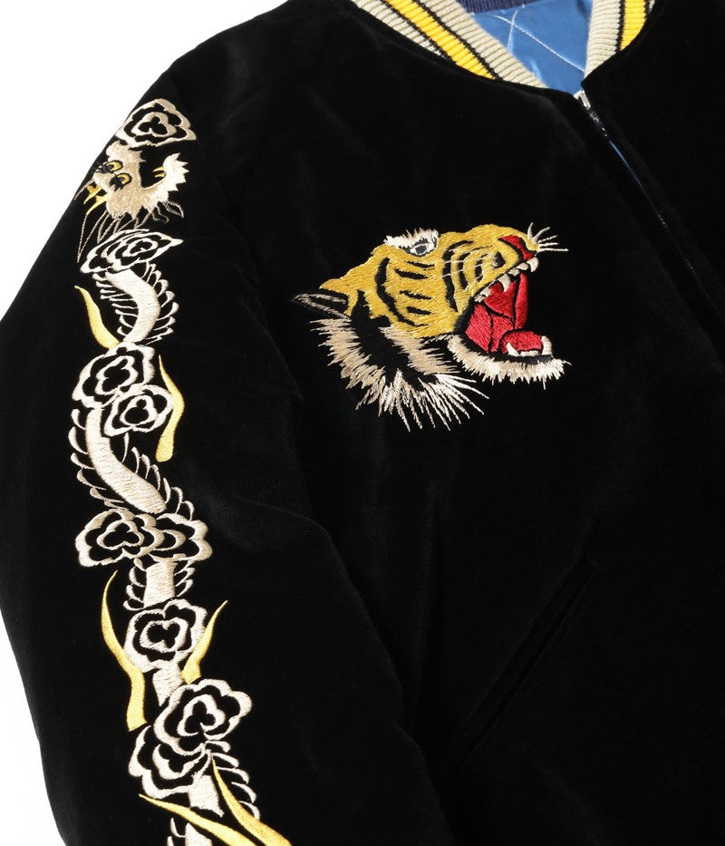 TT15544-119 / TAILOR TOYO Mid 1950s Style Velveteen Souvenir Jacket “ROARING TIGER” × “WHITE EAGLE”