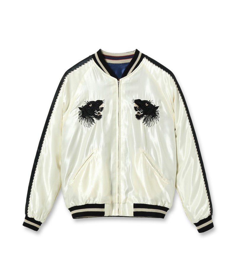 TT15682-105 / TAILOR TOYO Mid 1950s Style Acetate Souvenir Jacket “BLACK TIGER” × “DUELLING DRAGONS”