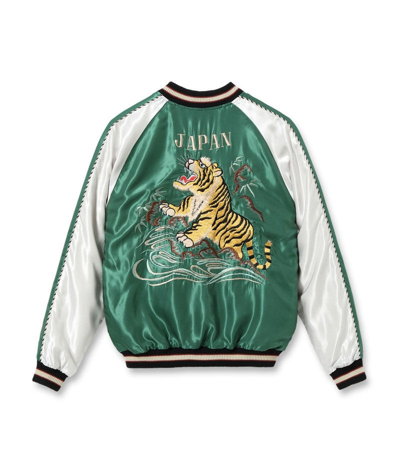 TT15682-145 / TAILOR TOYO Early 1950s Style Acetate Souvenir Jacket “ROARING TIGER” × “JAPAN MAP”