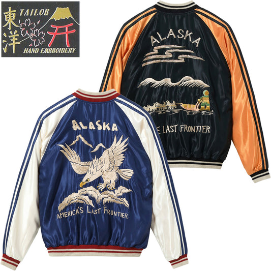 TT15790-128 / TAILOR TOYO Late 1950s Style Acetate Souvenir Jacket SUKAJAN “ALASKAN EAGLE” × “DOG SLED”