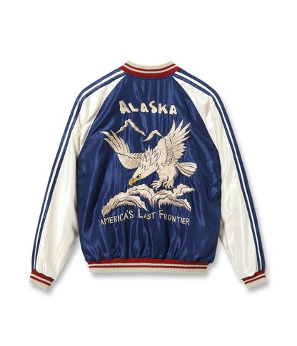 TT15790-128 / TAILOR TOYO Late 1950s Style Acetate Souvenir Jacket SUKAJAN “ALASKAN EAGLE” × “DOG SLED”