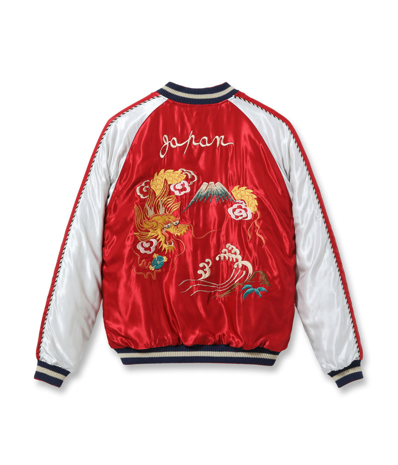 TT15791-145 / TAILOR TOYO Early 1950s Style Acetate Quilted Souvenir Jacket “JAPAN MAP” × “GOLD DRAGON”