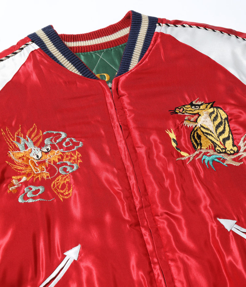 TT15791-145 / TAILOR TOYO Early 1950s Style Acetate Quilted Souvenir Jacket “JAPAN MAP” × “GOLD DRAGON”