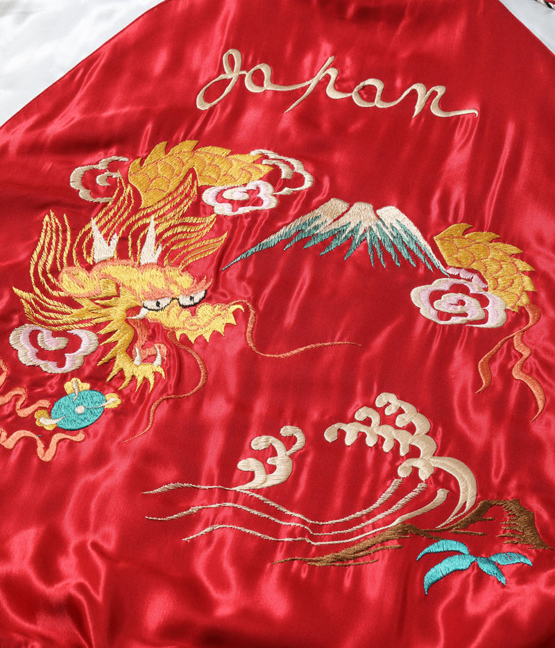 TT15791-145 / TAILOR TOYO Early 1950s Style Acetate Quilted Souvenir Jacket “JAPAN MAP” × “GOLD DRAGON”