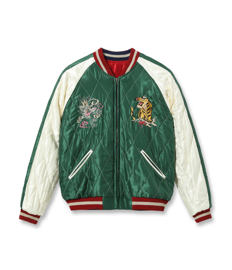 TT15791-145 / TAILOR TOYO Early 1950s Style Acetate Quilted Souvenir Jacket “JAPAN MAP” × “GOLD DRAGON”