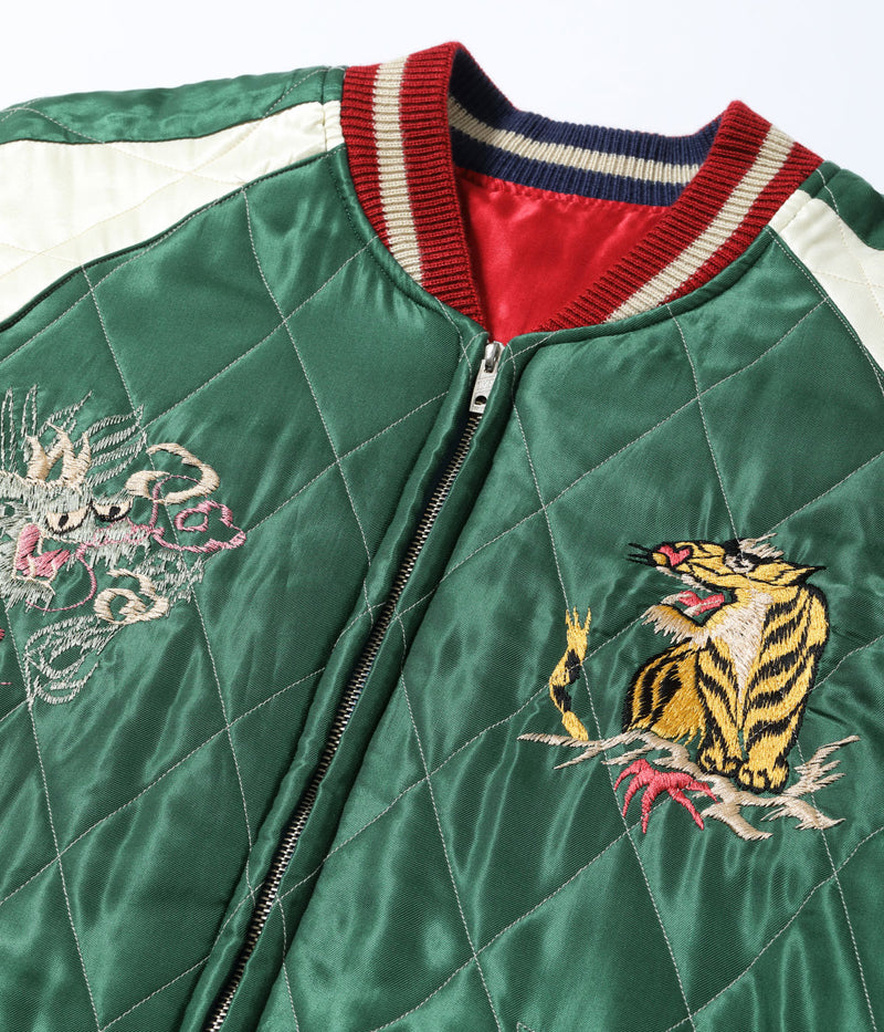 TT15791-145 / TAILOR TOYO Early 1950s Style Acetate Quilted Souvenir Jacket “JAPAN MAP” × “GOLD DRAGON”