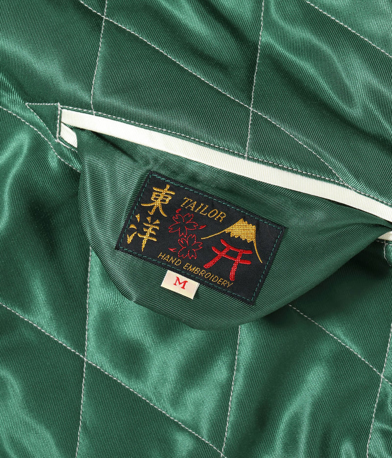 TT15791-145 / TAILOR TOYO Early 1950s Style Acetate Quilted Souvenir Jacket “JAPAN MAP” × “GOLD DRAGON”