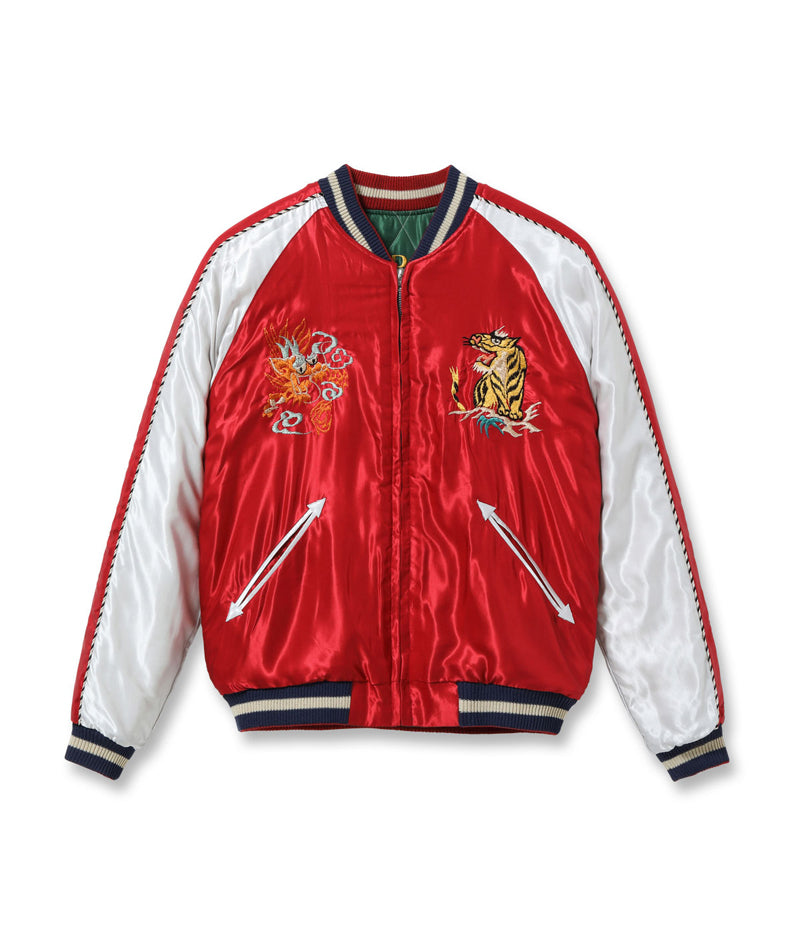 TT15791-145 / TAILOR TOYO Early 1950s Style Acetate Quilted Souvenir Jacket “JAPAN MAP” × “GOLD DRAGON”