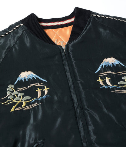 TT15791-159 / TAILOR TOYO Early 1950s Style Acetate Quilted Souvenir Jacket “WHITE TIGER” × “LANDSCAPE”
