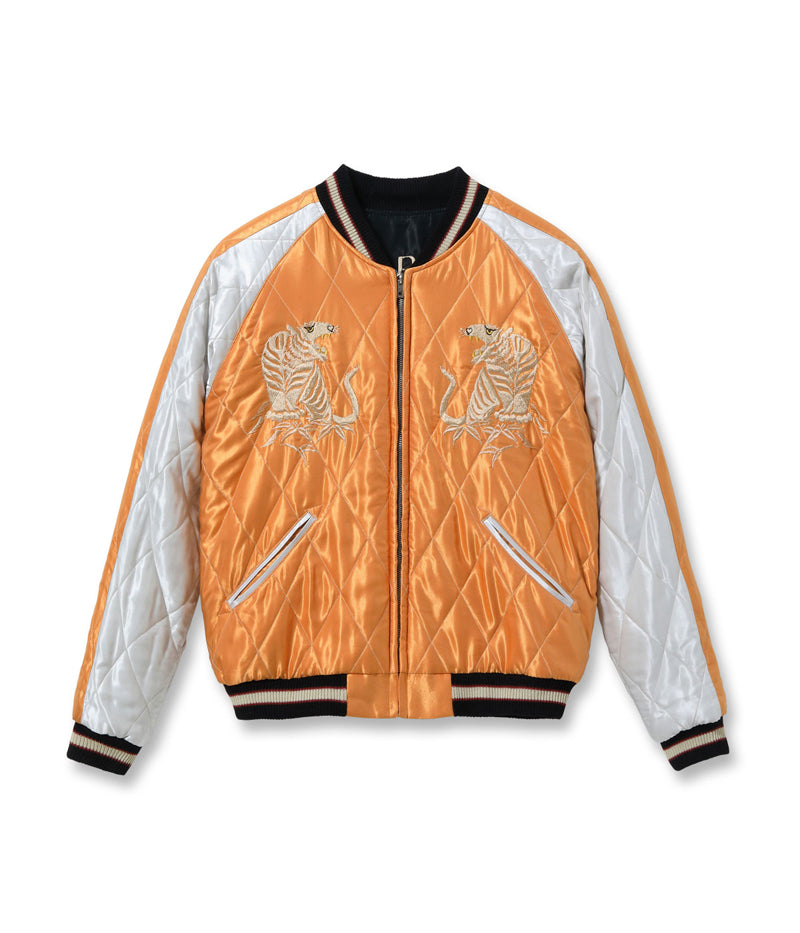 TT15791-159 / TAILOR TOYO Early 1950s Style Acetate Quilted Souvenir Jacket “WHITE TIGER” × “LANDSCAPE”