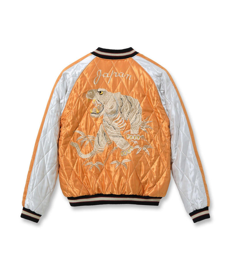 TT15791-159 / TAILOR TOYO Early 1950s Style Acetate Quilted Souvenir Jacket “WHITE TIGER” × “LANDSCAPE”